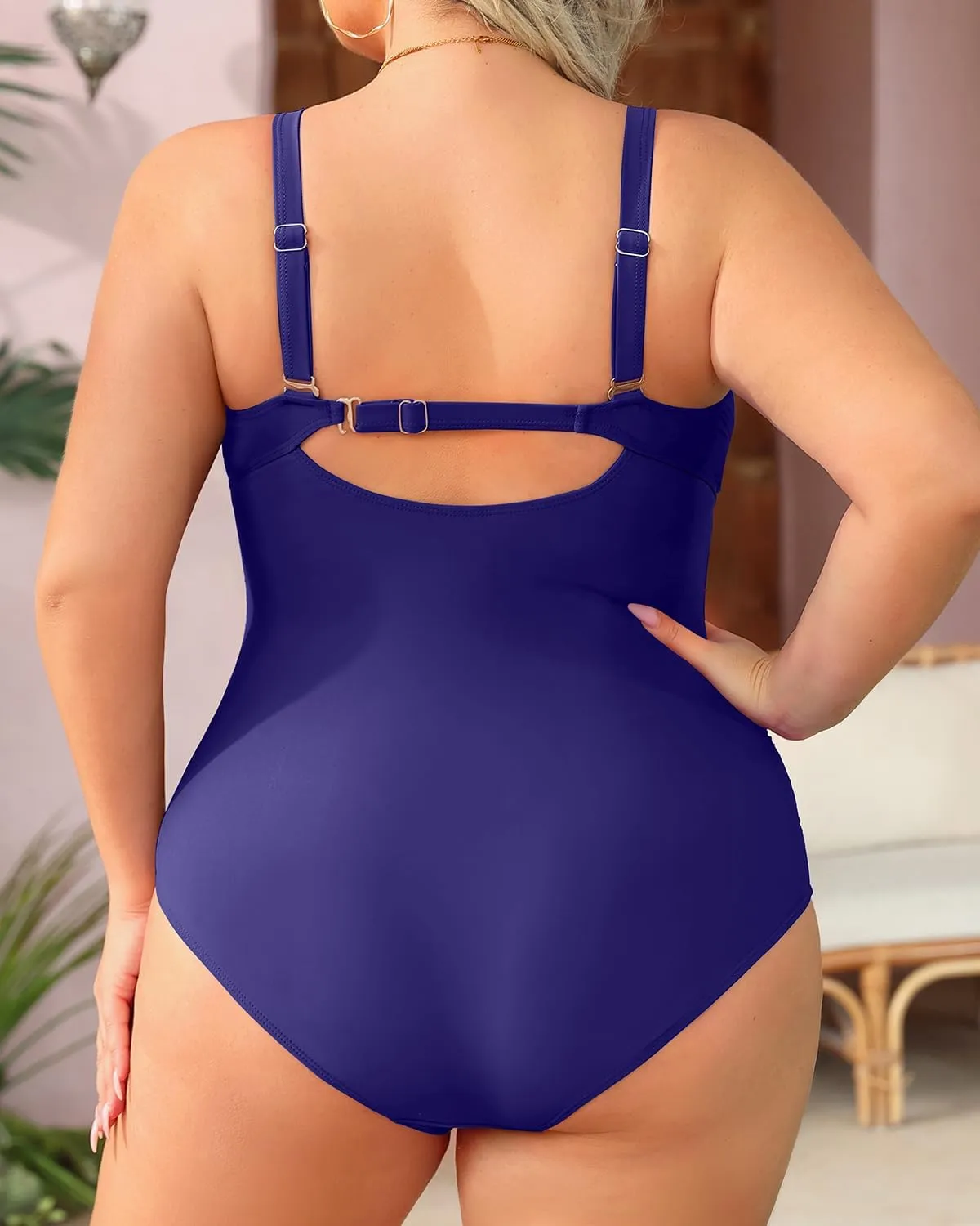 Aqua Eve Womens Plus Size One Piece Swimsuit- Tummy Control Bathing Suit Full Coverage Swimwear