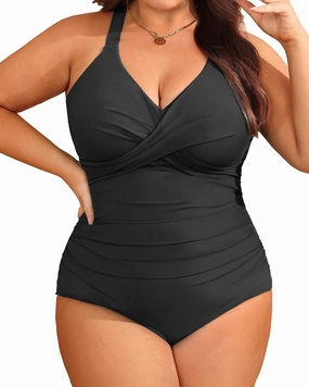 Aqua Eve Plus Size One Piece Swimsuit - Women's Tummy Control Bathing Suit Retro Full Coverage Swimwear 2025