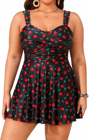 Aqua Eve Plus Size Two Piece Swimsuits for Women Tankini Bathing Suits Flowy Swim Dress with Shorts
