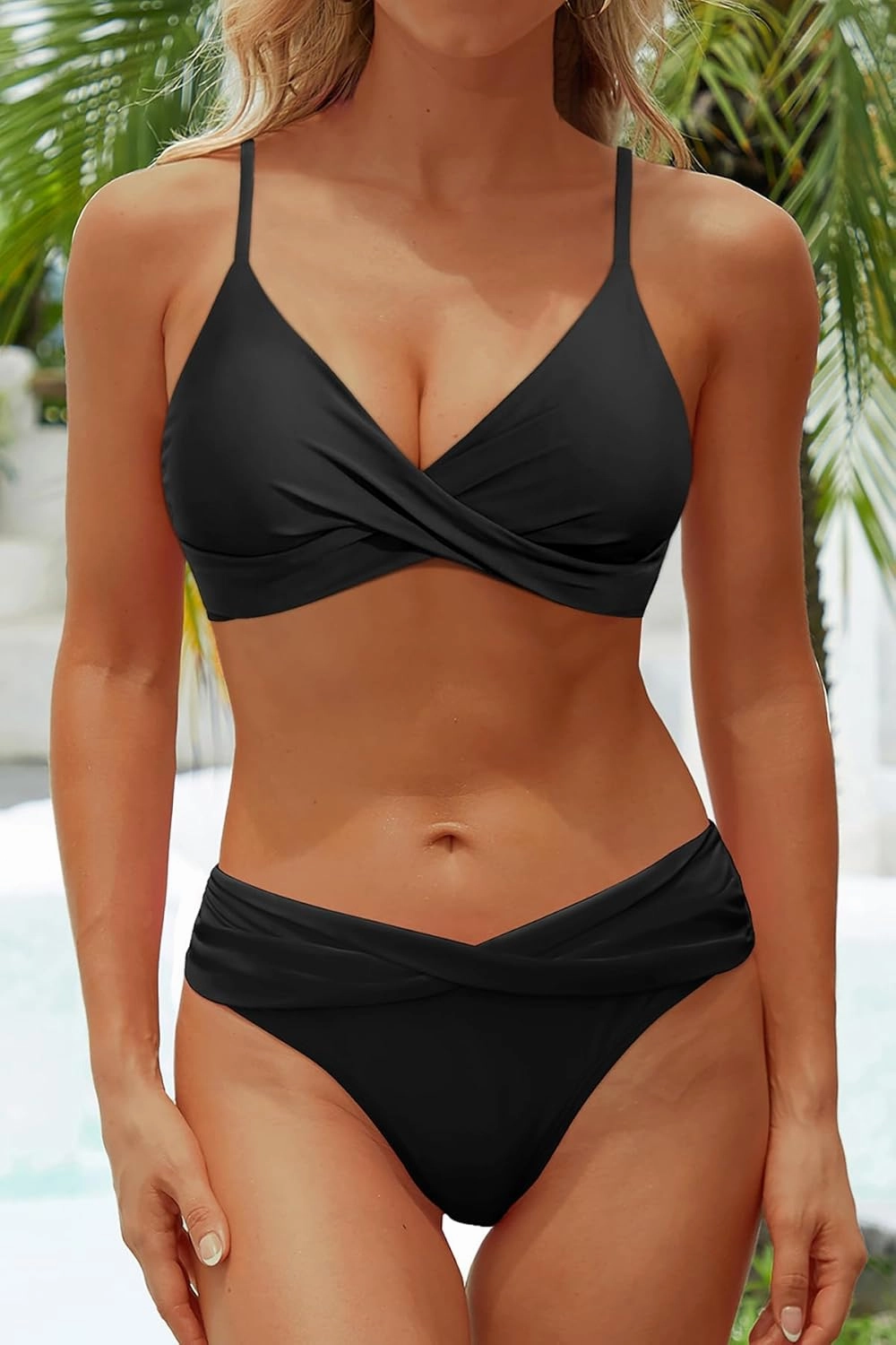 Aqua Eve Women Bikini Set - Two Piece Swimsuit Mid Rise Bathing Suit Push Up Bikini