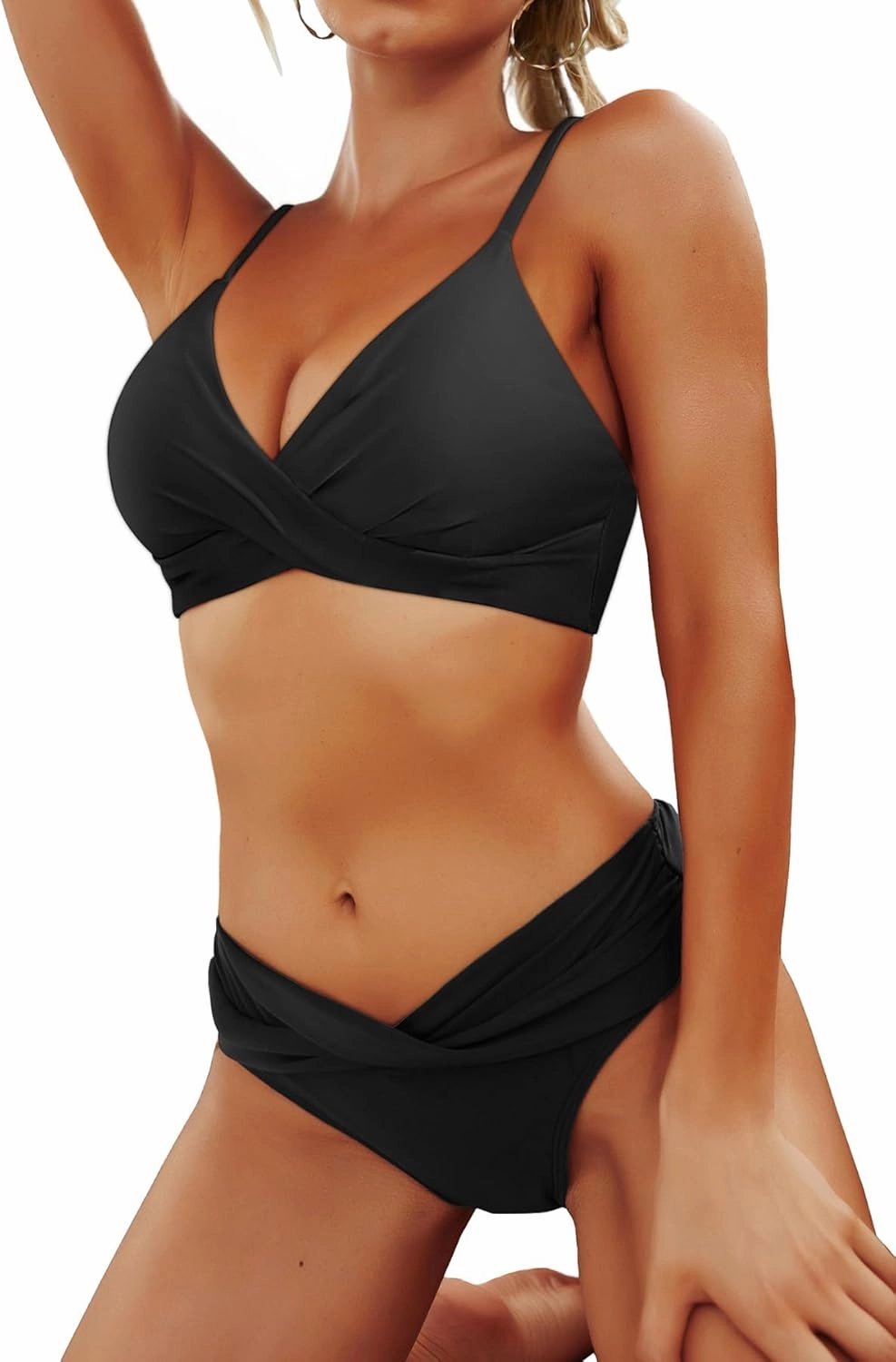 Aqua Eve Women Bikini Set - Two Piece Swimsuit Mid Rise Bathing Suit Push Up Bikini