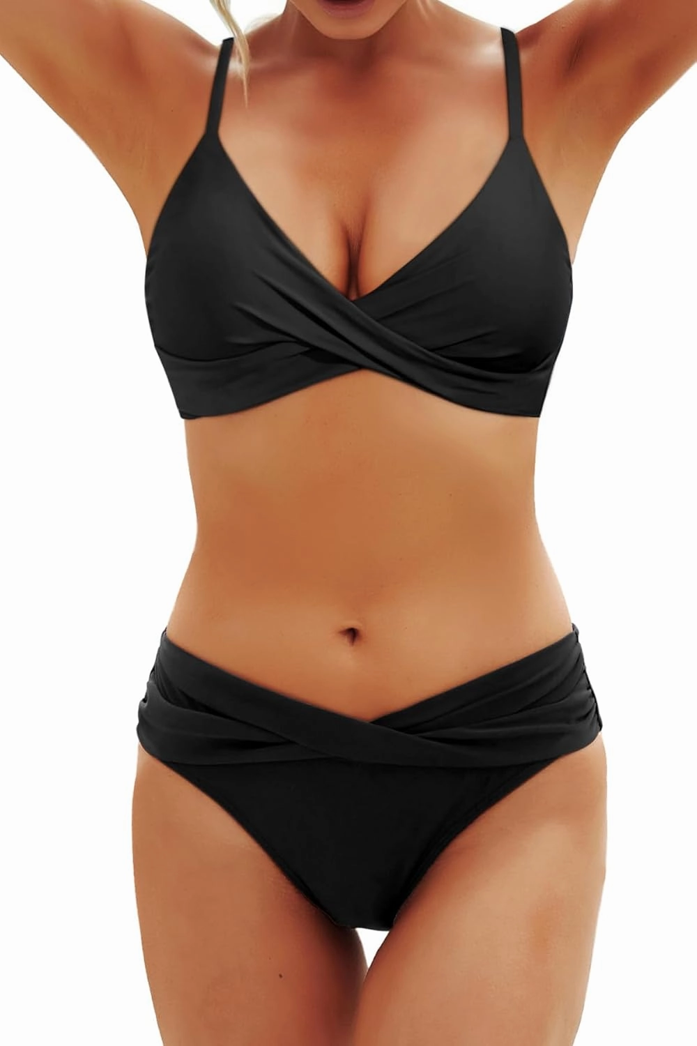 Aqua Eve Women Bikini Set - Two Piece Swimsuit Mid Rise Bathing Suit Push Up Bikini