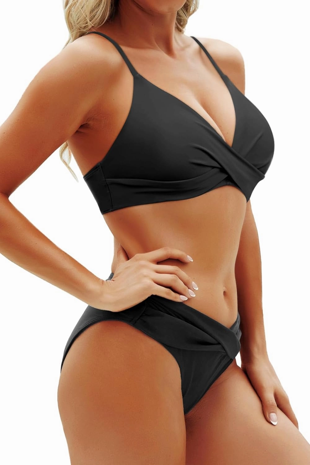 Aqua Eve Women Bikini Set - Two Piece Swimsuit Mid Rise Bathing Suit Push Up Bikini