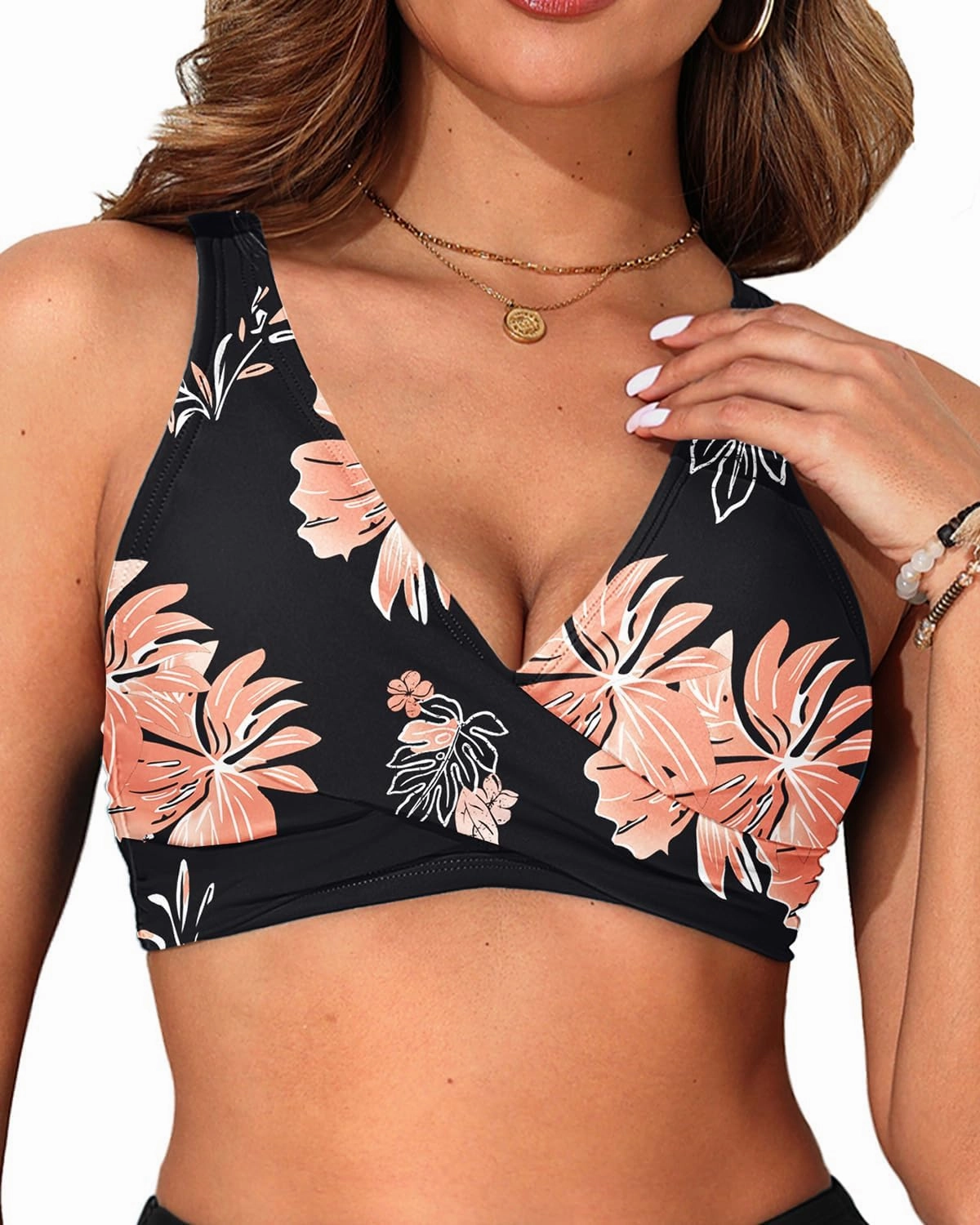 Aqua Eve Women Full Coverage Bikini Top No Bottom Push up Swimsuits Top Sport Bra Bathing Suits Tops