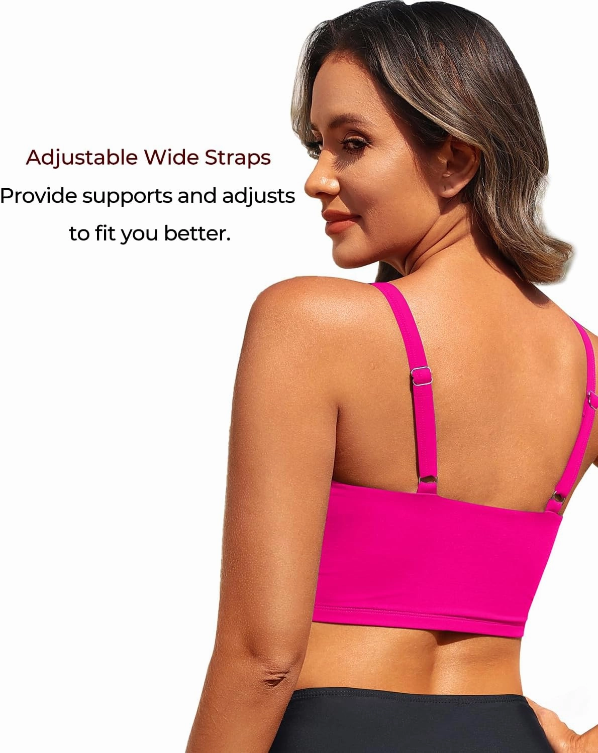 Aqua Eve Women's Sport Bra Swim Top - 2025 Crop Bikini Top Modest V Neck Bathing Suit