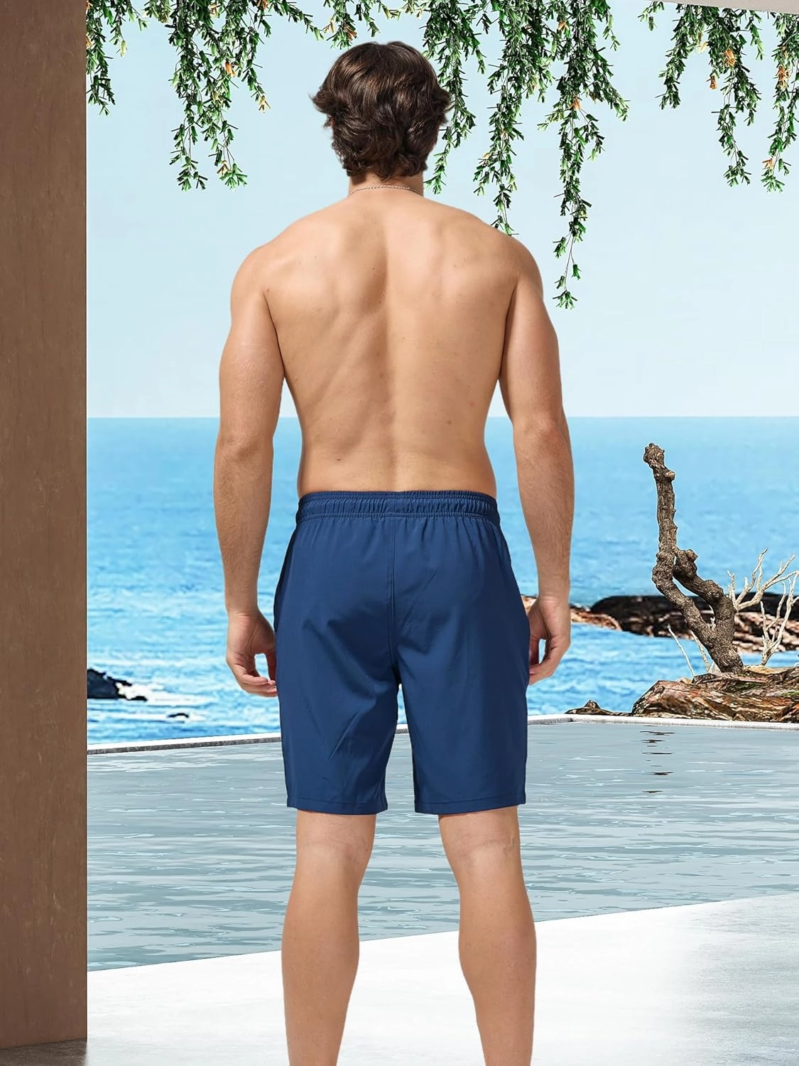 Arcweg Men's Swim Trunks 9" Swim Shorts with Compression Liner and Zipper Pockets Quick Dry Bathing Suit