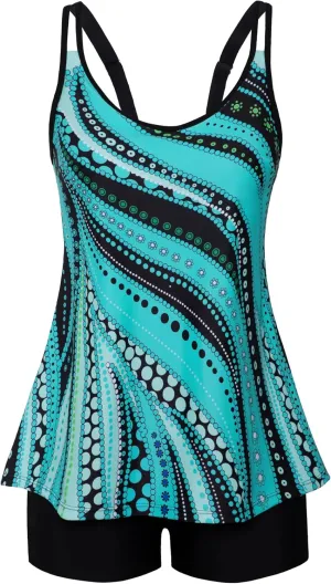 Arolina Tankini Swimsuits for Women Tummy Control Two Piece Bathing Suits Flowy Swim Tops with Boy Shorts