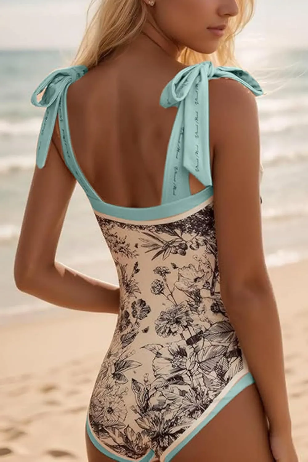 ASHER FASHION Women's One Piece Swimsuit -Bathing Suit for Women Tummy Control Reversible Bustier Floral Print Monokinis