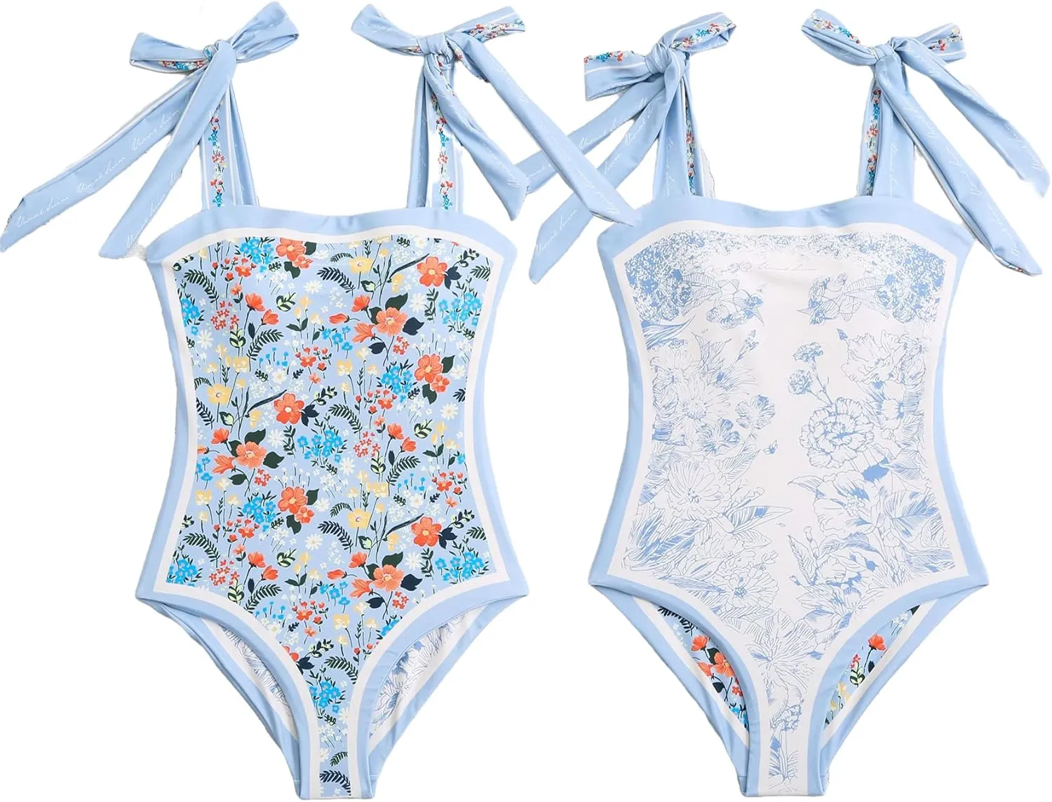 ASHER FASHION Women's One Piece Swimsuit -Bathing Suit for Women Tummy Control Reversible Bustier Floral Print Monokinis