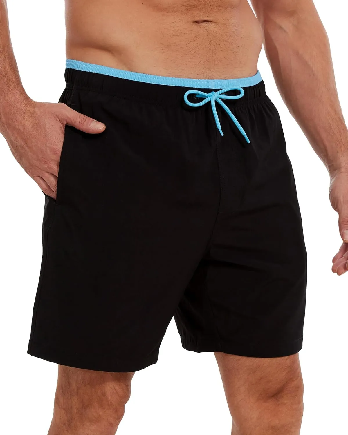 Aueyan Mens Swim Trunks with Compression Liner 7 inch Quick Dry Beach Board Shorts