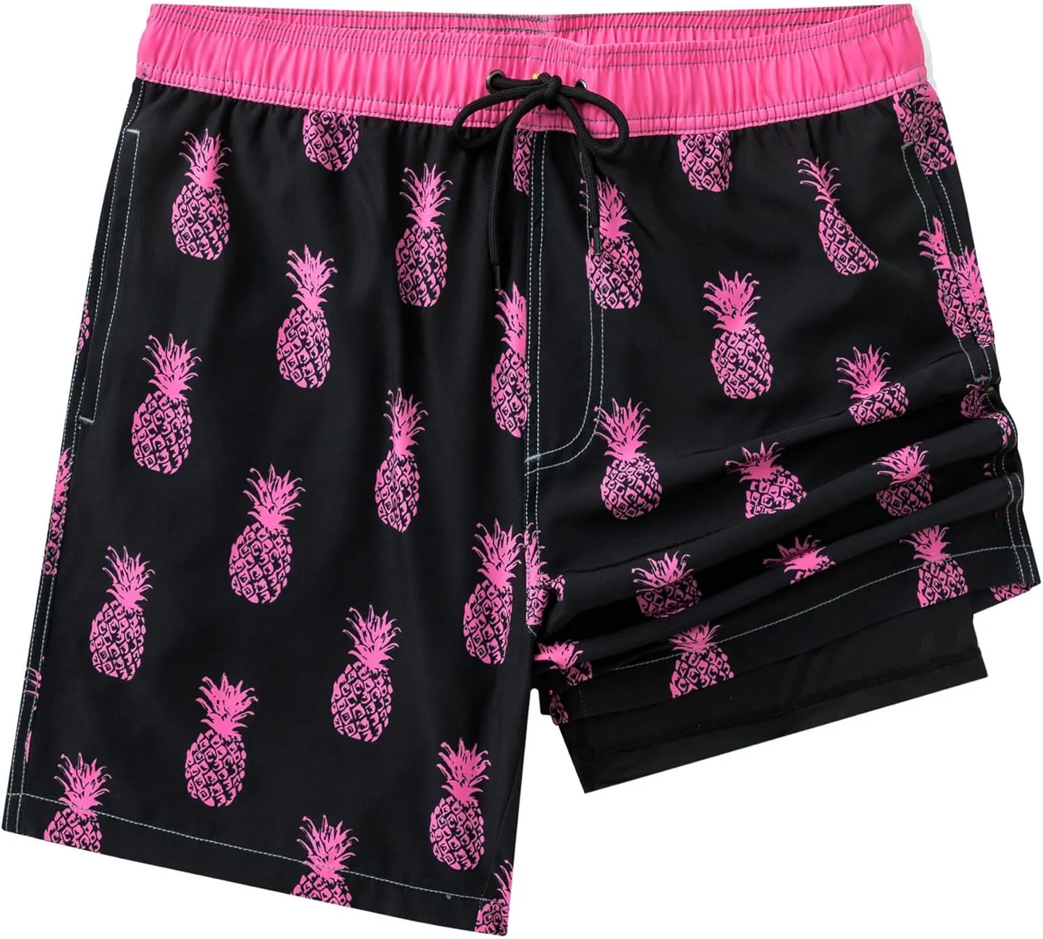 Aueyan Mens Swim Trunks with Compression Liner 7 inch Quick Dry Beach Board Shorts