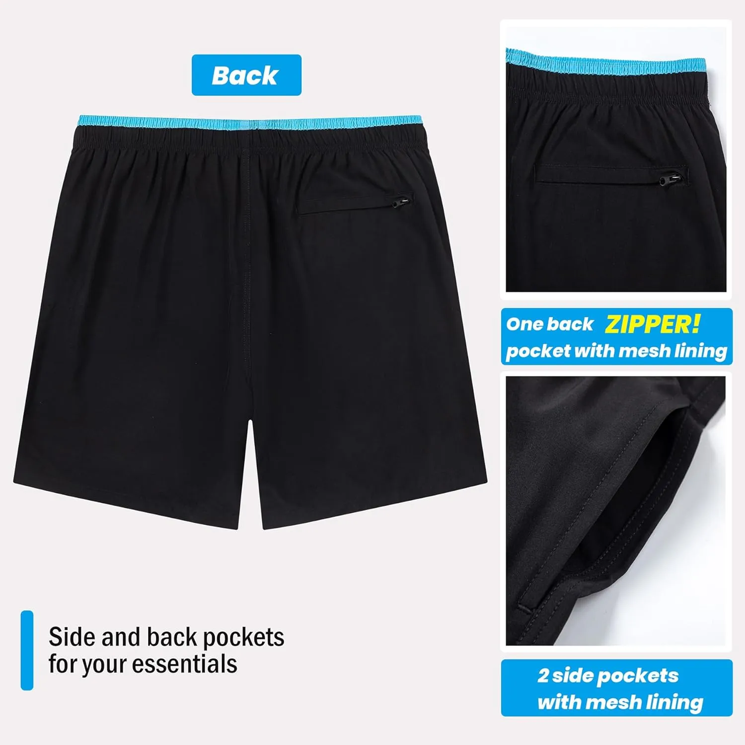 Aueyan Mens Swim Trunks with Compression Liner 7 inch Quick Dry Beach Board Shorts