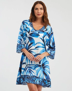 Azura Dress - Blue and White