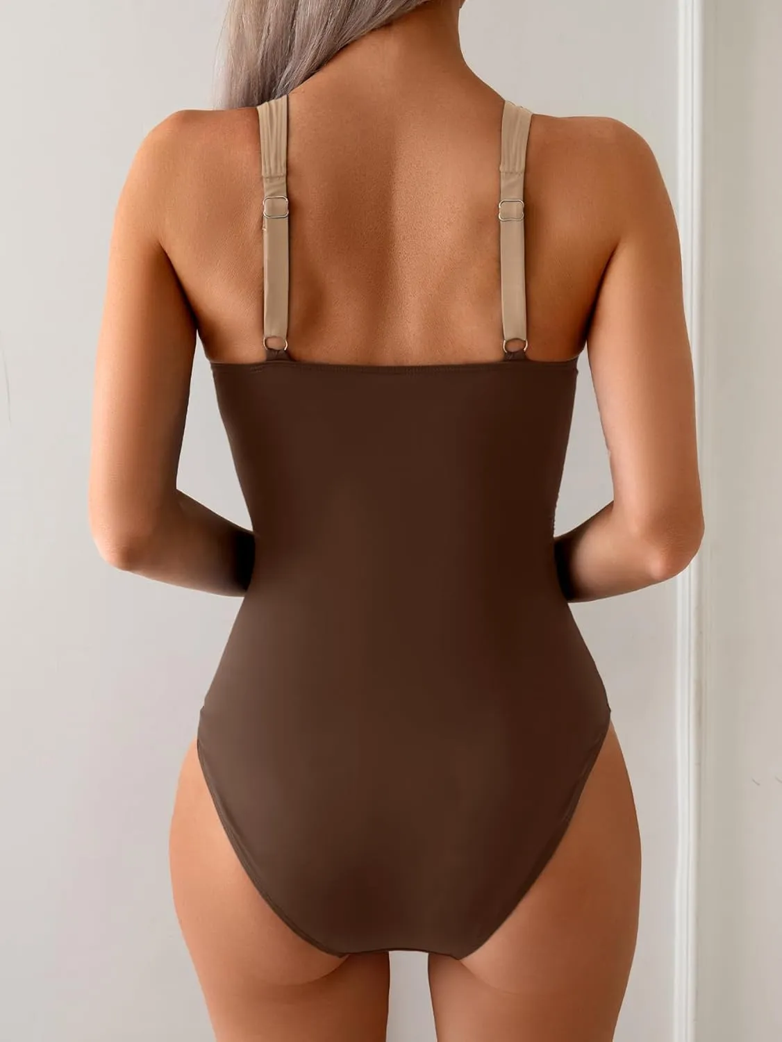 B2prity One Piece Swimsuit for Women Tummy Control Slimming Bathing Suit Deep V Neck Ruched Swim Suit Push Up Swimwear