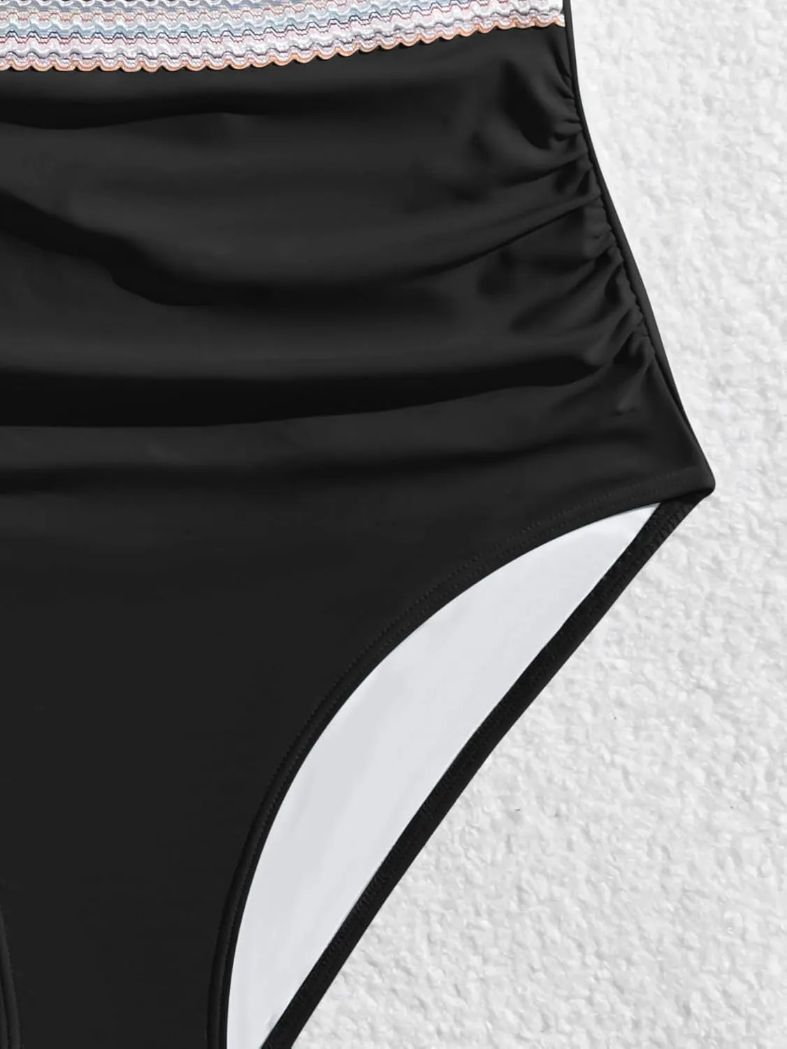 B2prity One Piece Swimsuit for Women Tummy Control V Neck Bathing Suit Color Block High Waisted Cutout Swimwear