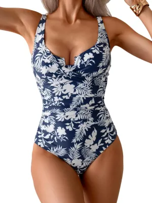 B2prity Women's Underwire One Piece Swimsuit Tummy Control Ruched Bathing Suit Criss Cross V Neck Swimwear