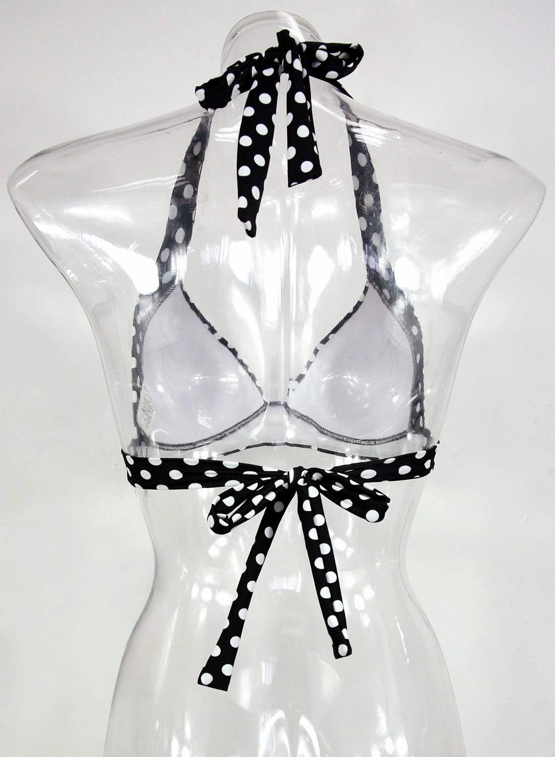 Balasami Women's Vintage 50s Halter Neck Tie Knot Back Soft Molded Padding Bikini Top Swimsuit Bathing Suit Tops Only