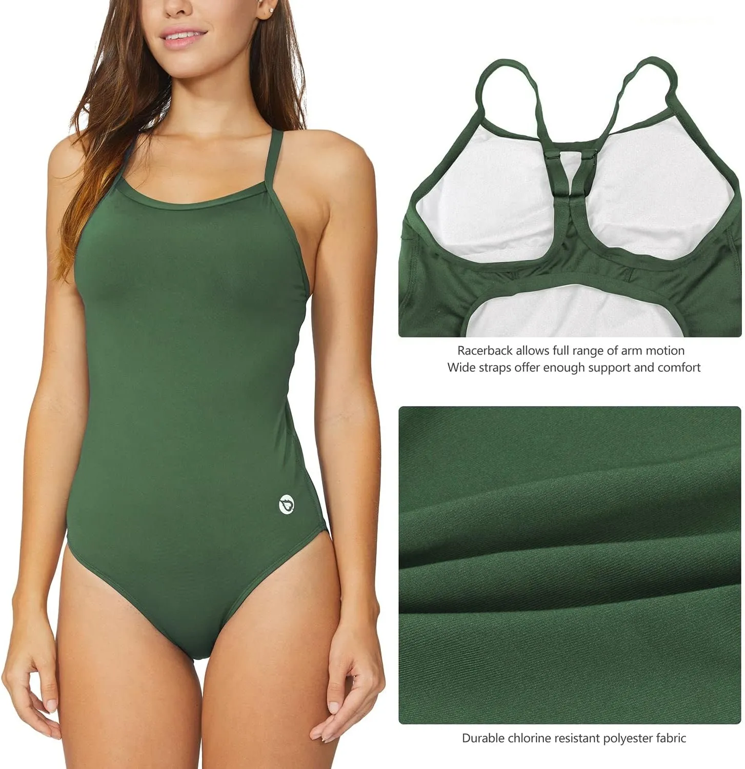 baleaf Women's Athletic Training Adjustable Strap One Piece Swimsuit