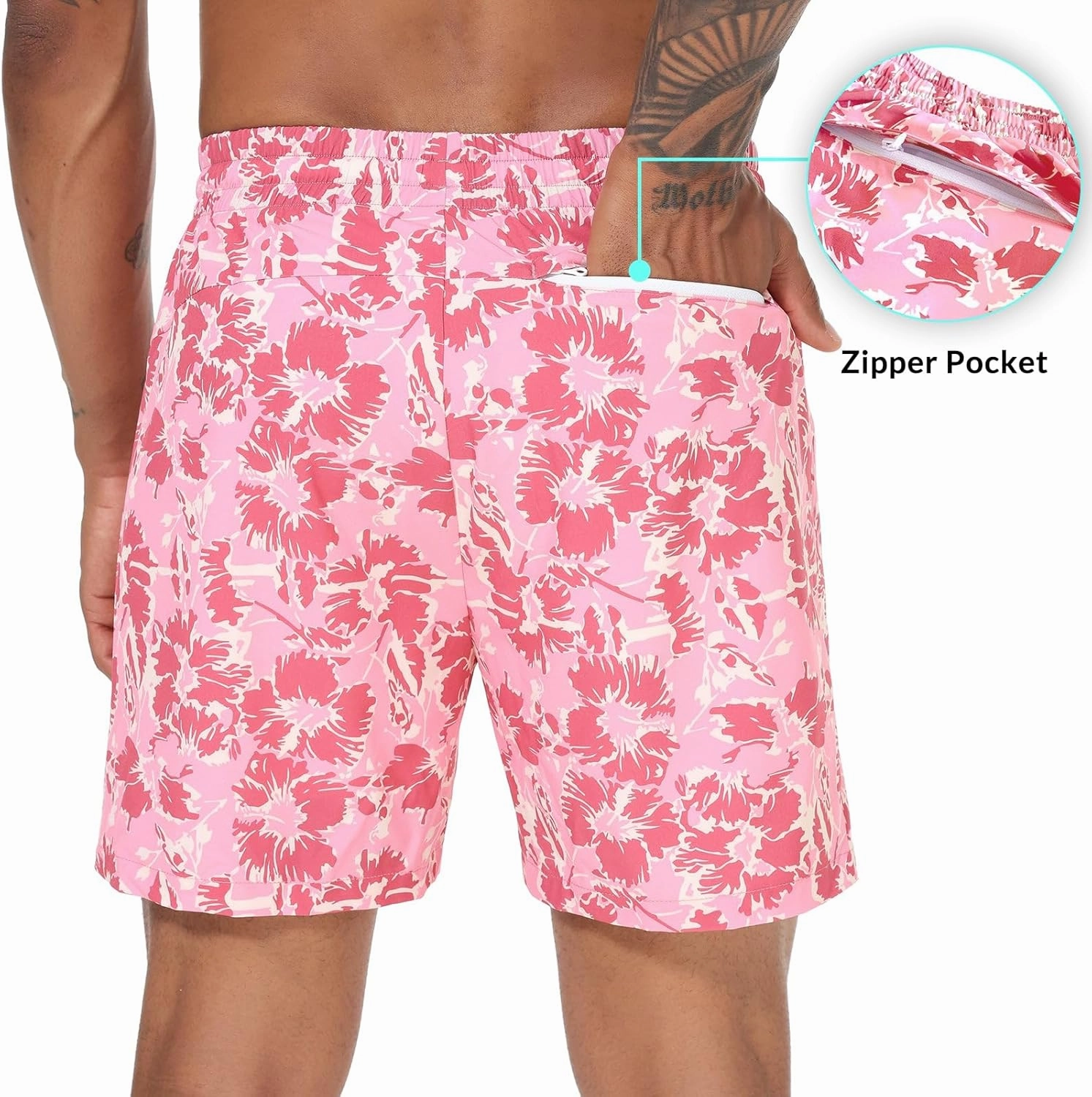 baleaf Men's Swim Trunks 5.5 & 7 & 9 Inch Board Shorts with Compression Liner Quick Dry Swim Shorts with Zipper Pockets