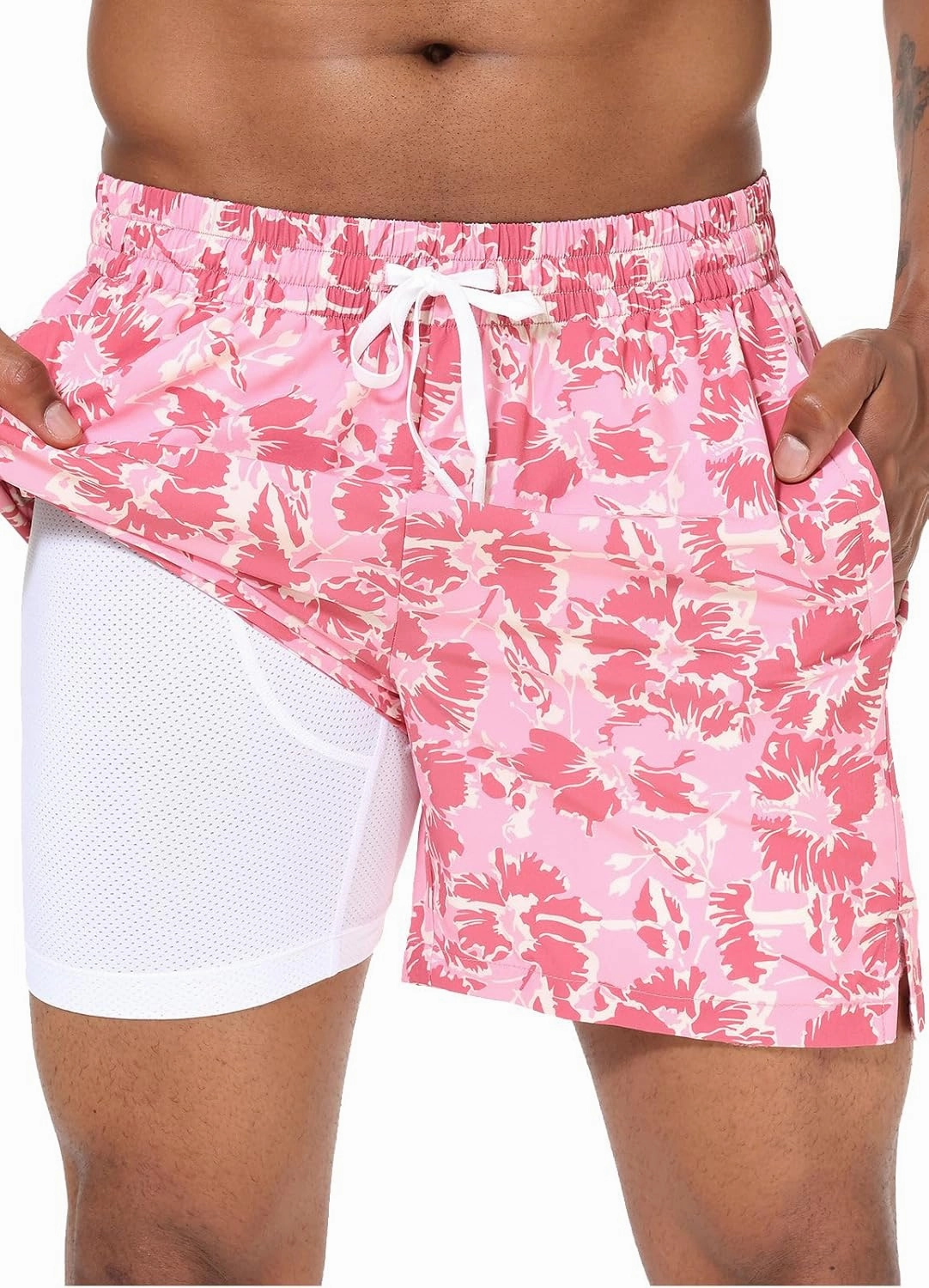 baleaf Men's Swim Trunks 5.5 & 7 & 9 Inch Board Shorts with Compression Liner Quick Dry Swim Shorts with Zipper Pockets