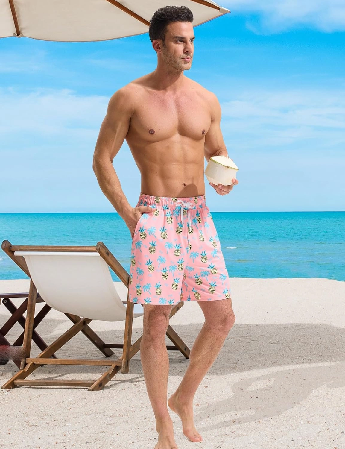 baleaf Mens Swim Trunks with Compression Liner 5 & 7 inch Quick Dry Bathing Suit Swim Shorts with Zippered Pockets