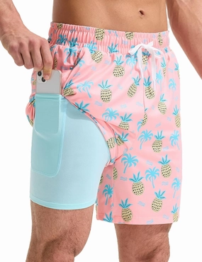 baleaf Mens Swim Trunks with Compression Liner 5 & 7 inch Quick Dry Bathing Suit Swim Shorts with Zippered Pockets