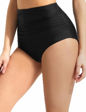 baleaf Women's High Waisted Bikini Bottoms Full Coverage Ruched Bathing Suit Tummy Control Swimsuit Bottom