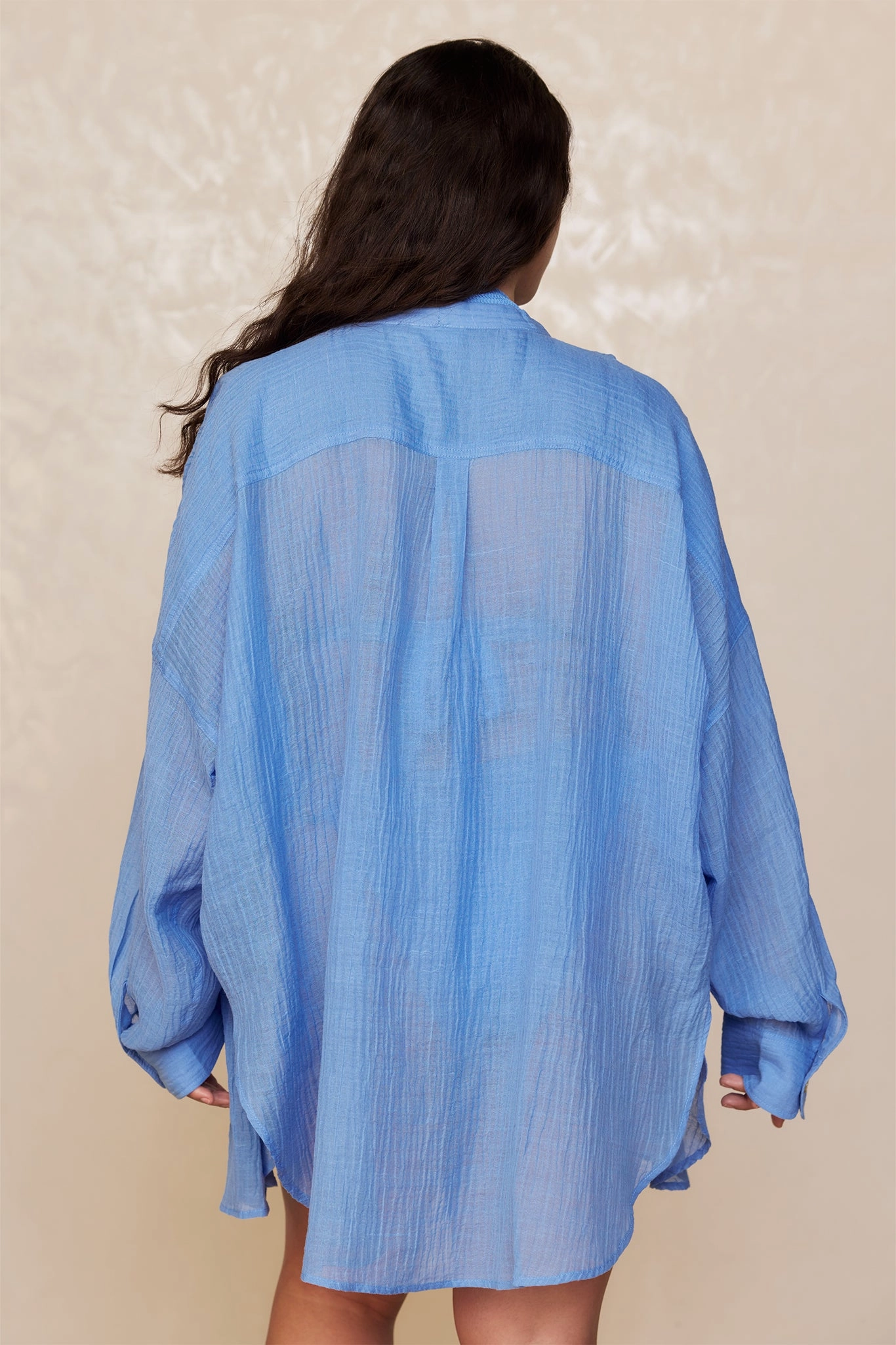 Barcelona Tunic - Azure Crinkle Linen
