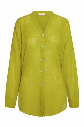 Barcelona Tunic - Chartreuse Crinkle Linen