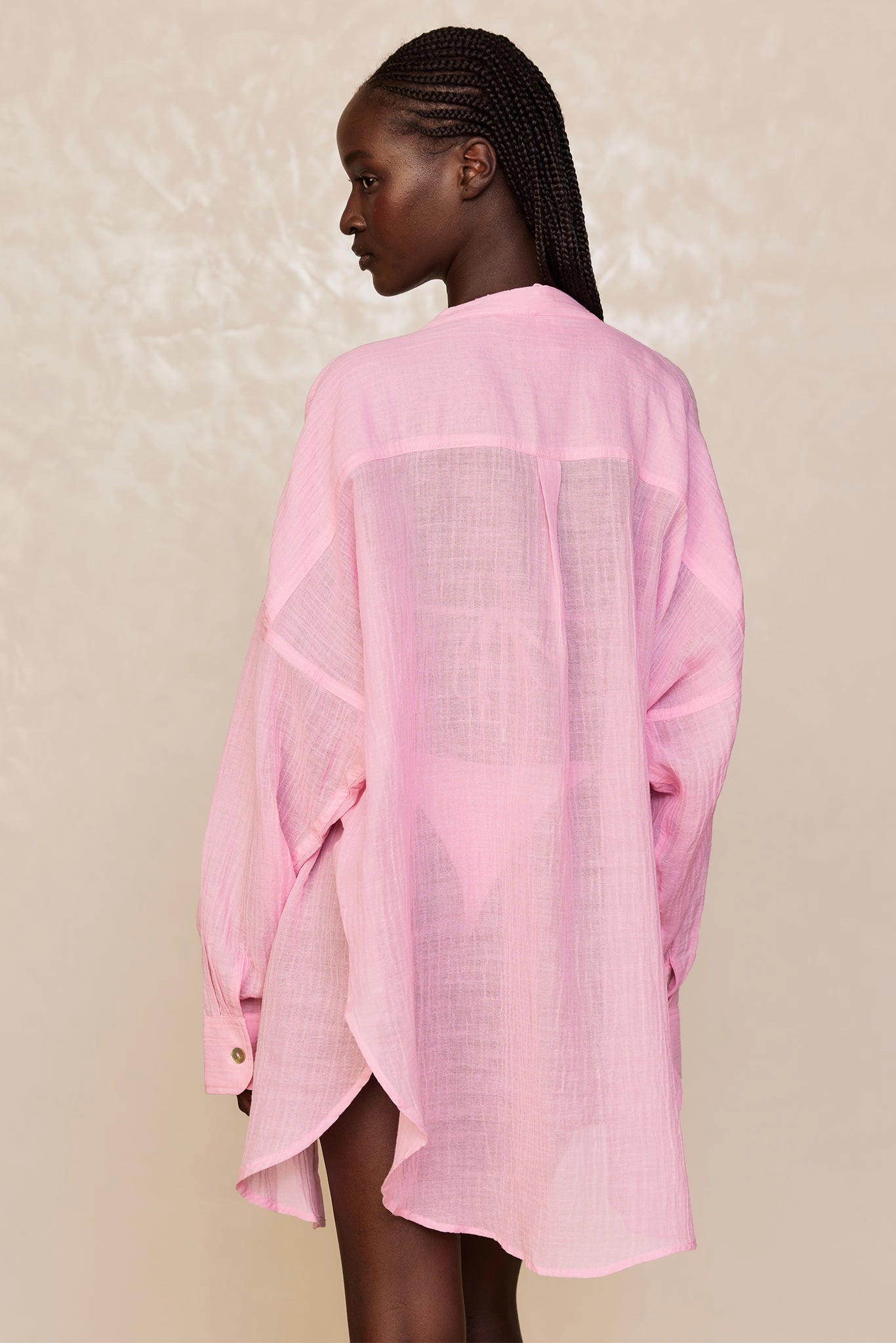 Barcelona Tunic - Cherry Blossom Crinkle Linen