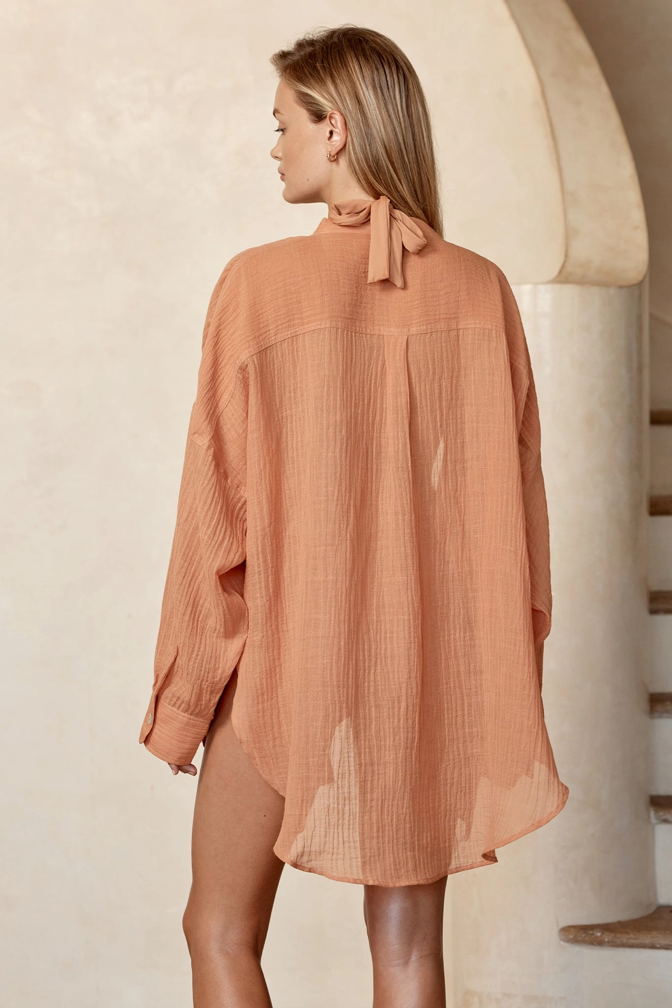 Barcelona Tunic - Desert Rose Crinkle Linen