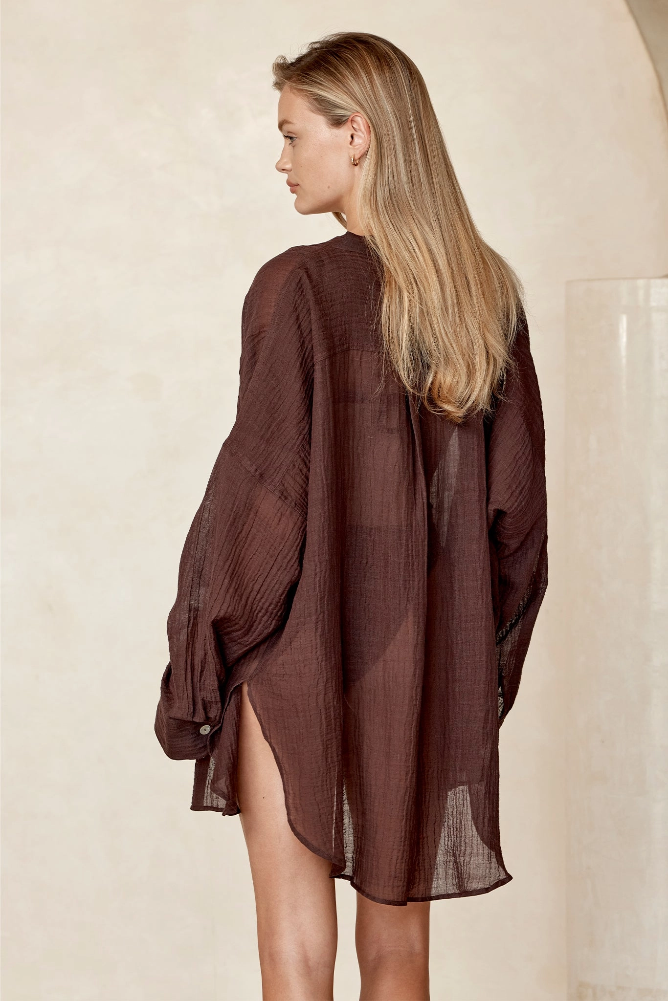 Barcelona Tunic - Espresso Crinkle Linen