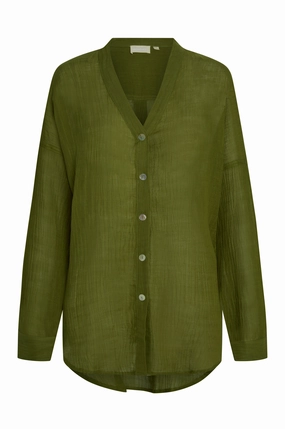 Barcelona Tunic - Olive Crinkle Linen