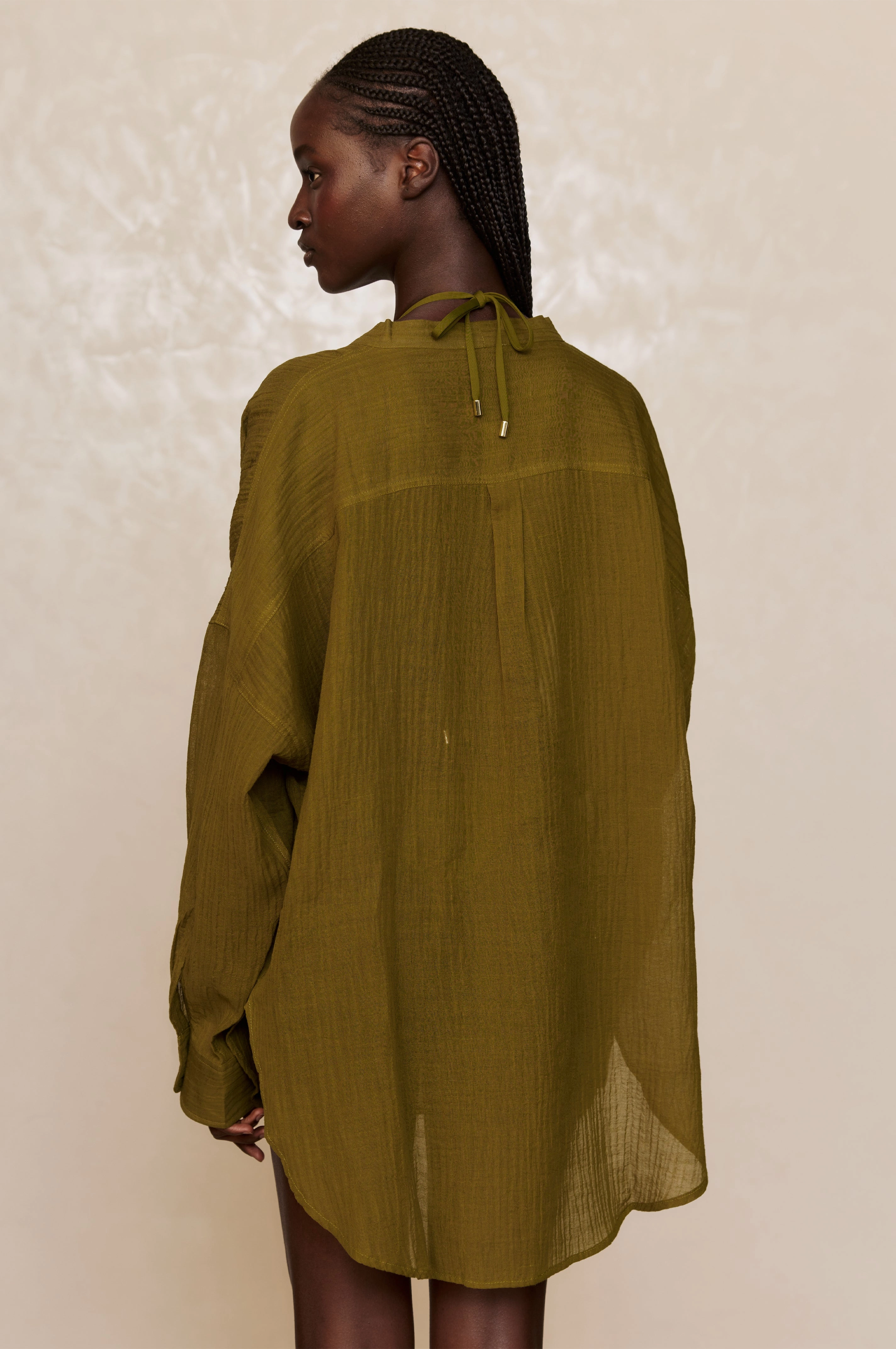 Barcelona Tunic - Olive Crinkle Linen
