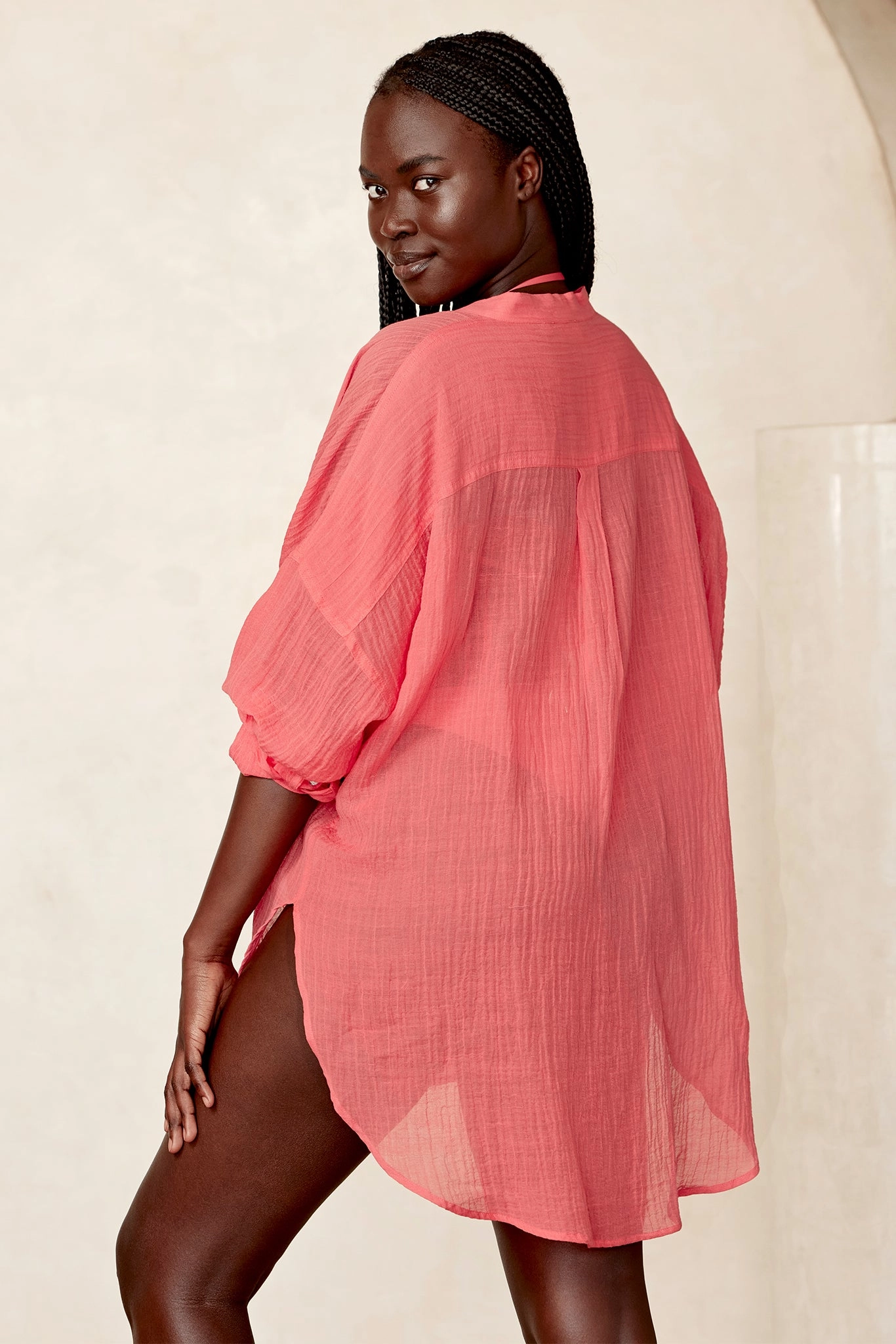 Barcelona Tunic - Strawberry Crinkle Linen