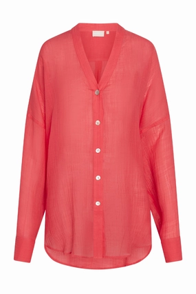 Barcelona Tunic - Strawberry Crinkle Linen