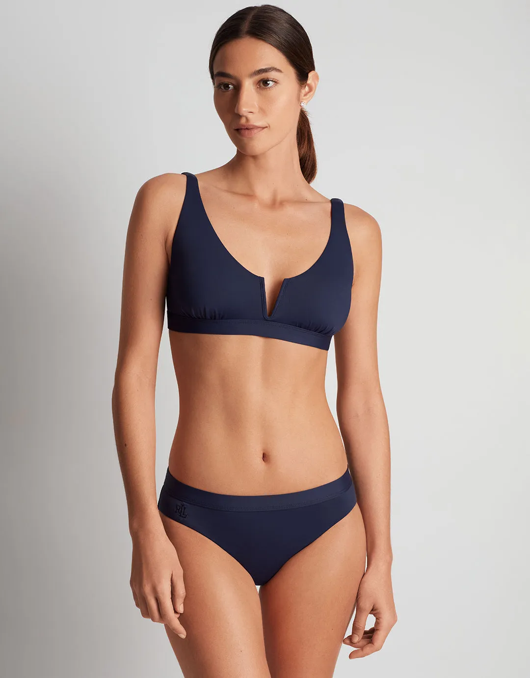 Beach Club Solids V Wire OTS Bikini Top - Dark Navy