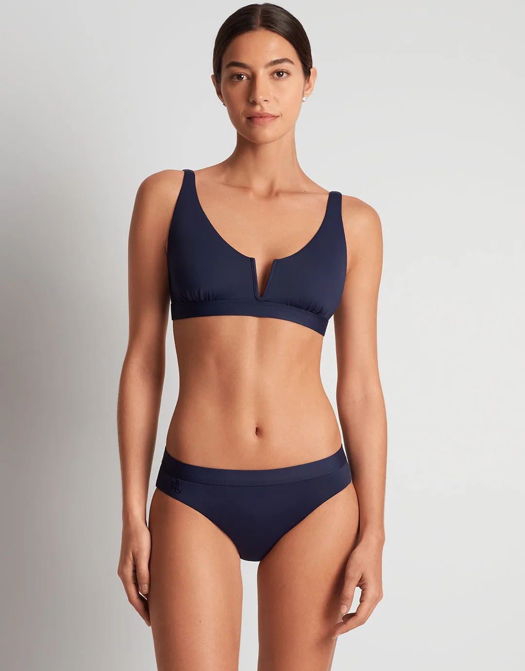 Beach Club Solids V Wire OTS Bikini Top - Dark Navy