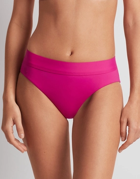 Beach Club Solids Classic Band Hipster Bikini Pant - Freesia Pink