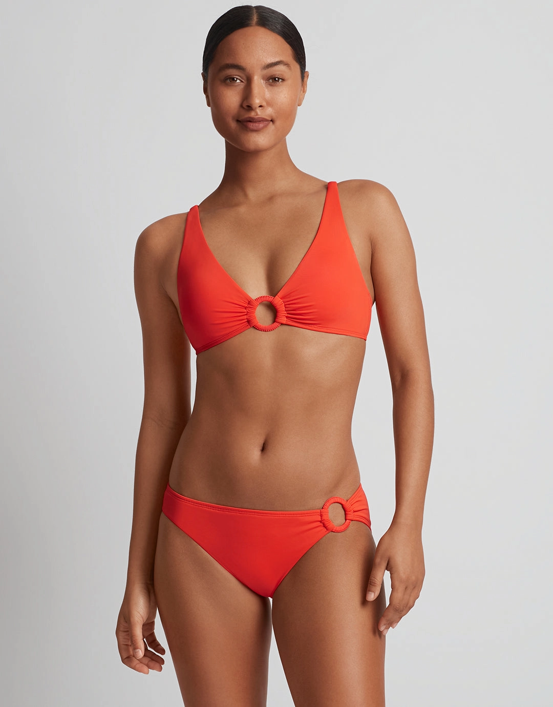 Beach Club Solids Macrame Ring Bikini Pant - Persimmon