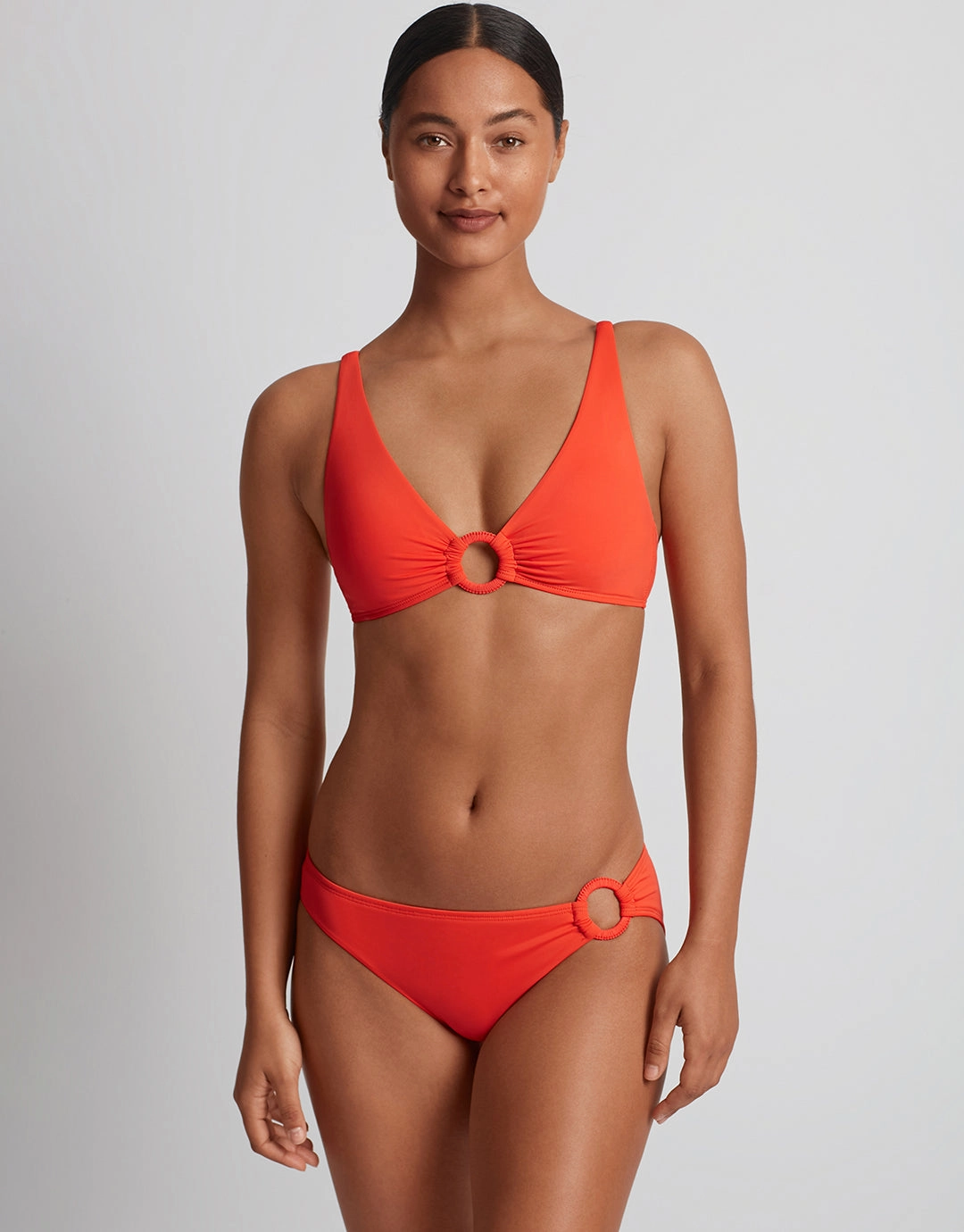 Beach Club Solids Macrame Ring Bikini Pant - Persimmon