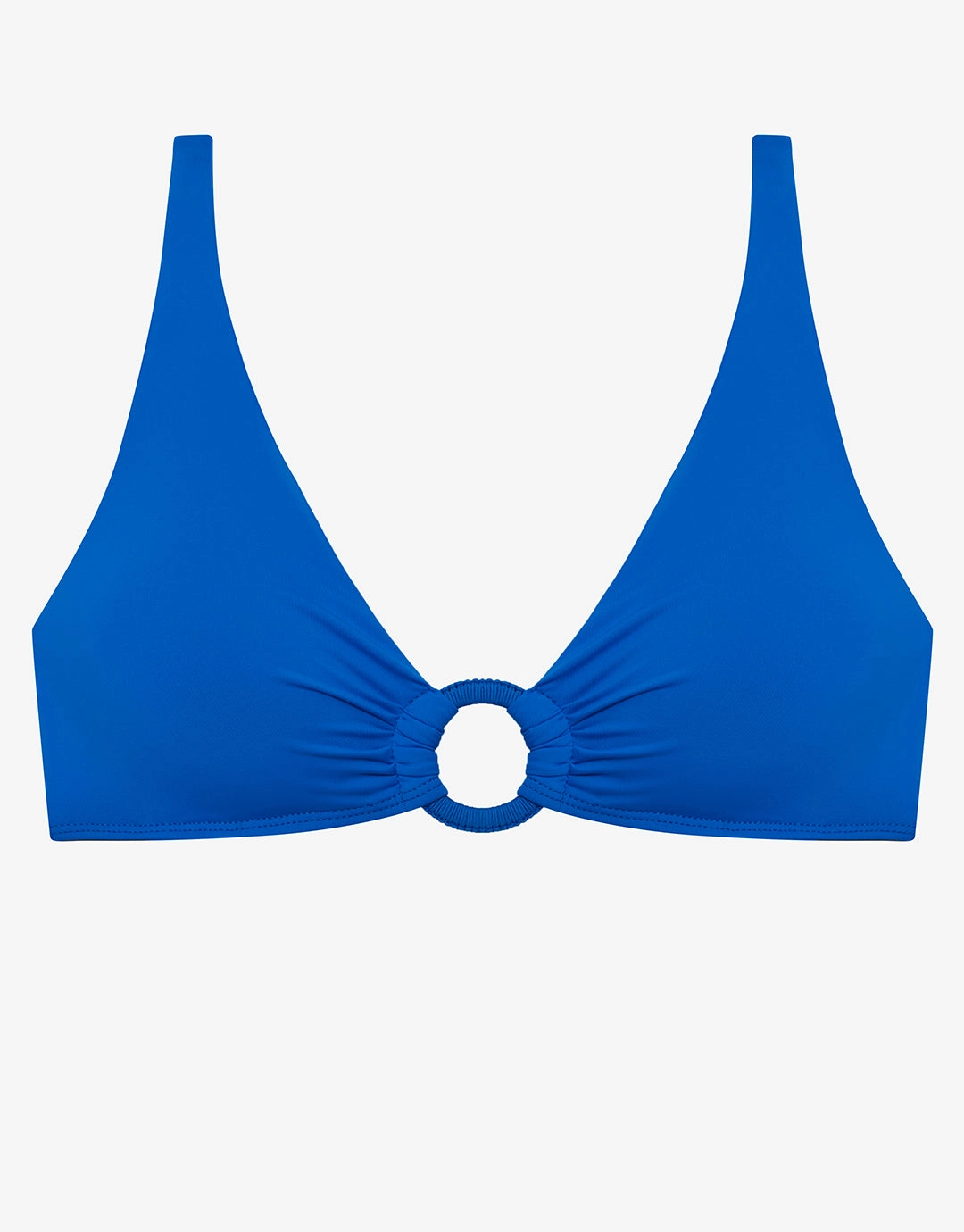 Beach Club Solids Macrame Ring OTS Bikini Top - Electric Blue