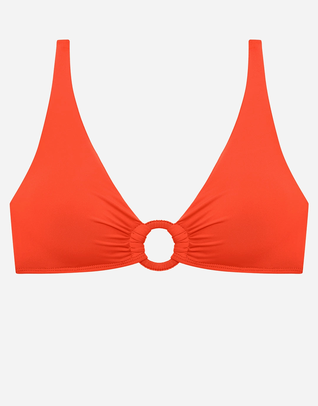 Beach Club Solids Macrame Ring OTS Bikini Top - Persimmon