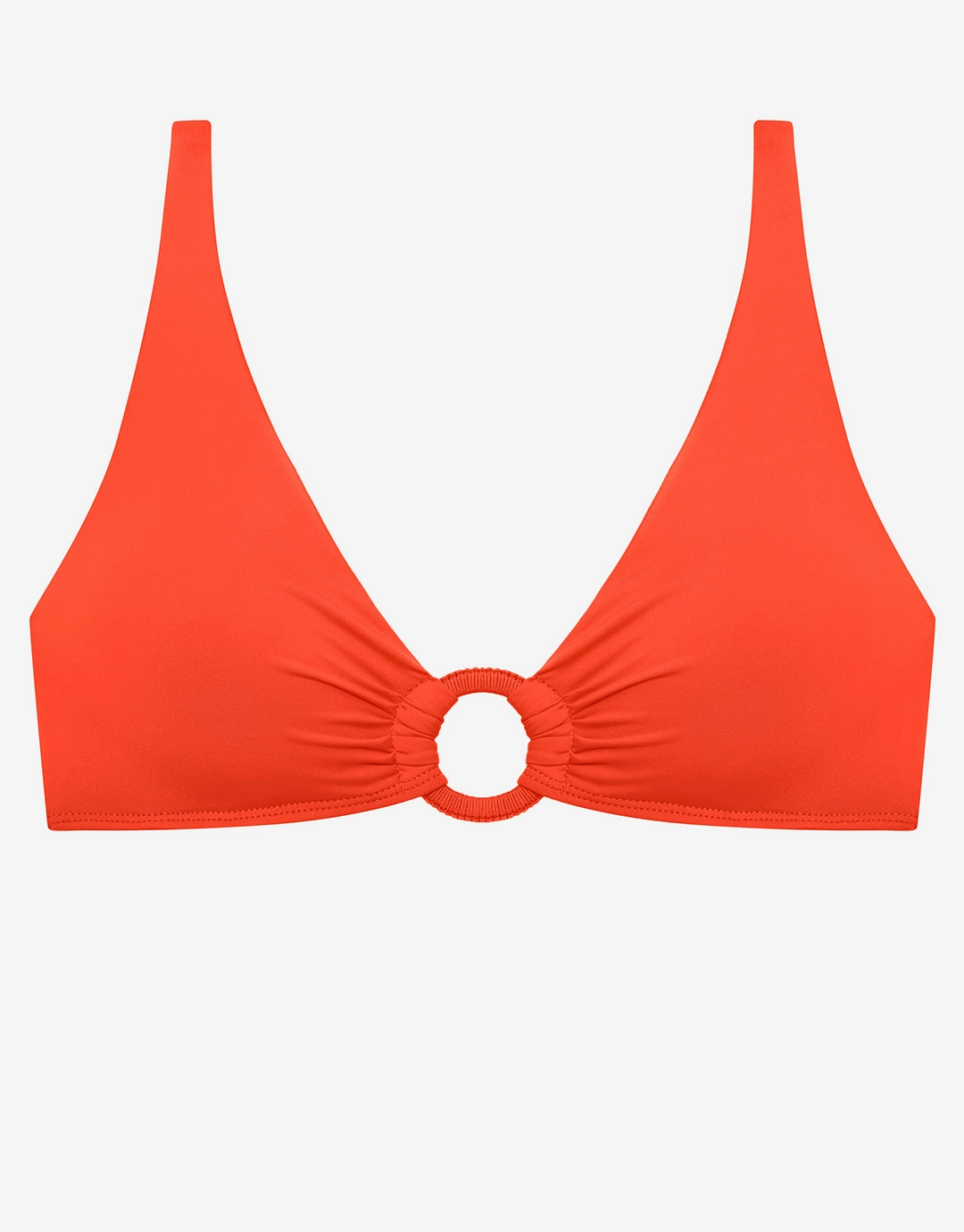 Beach Club Solids Macrame Ring OTS Bikini Top - Persimmon