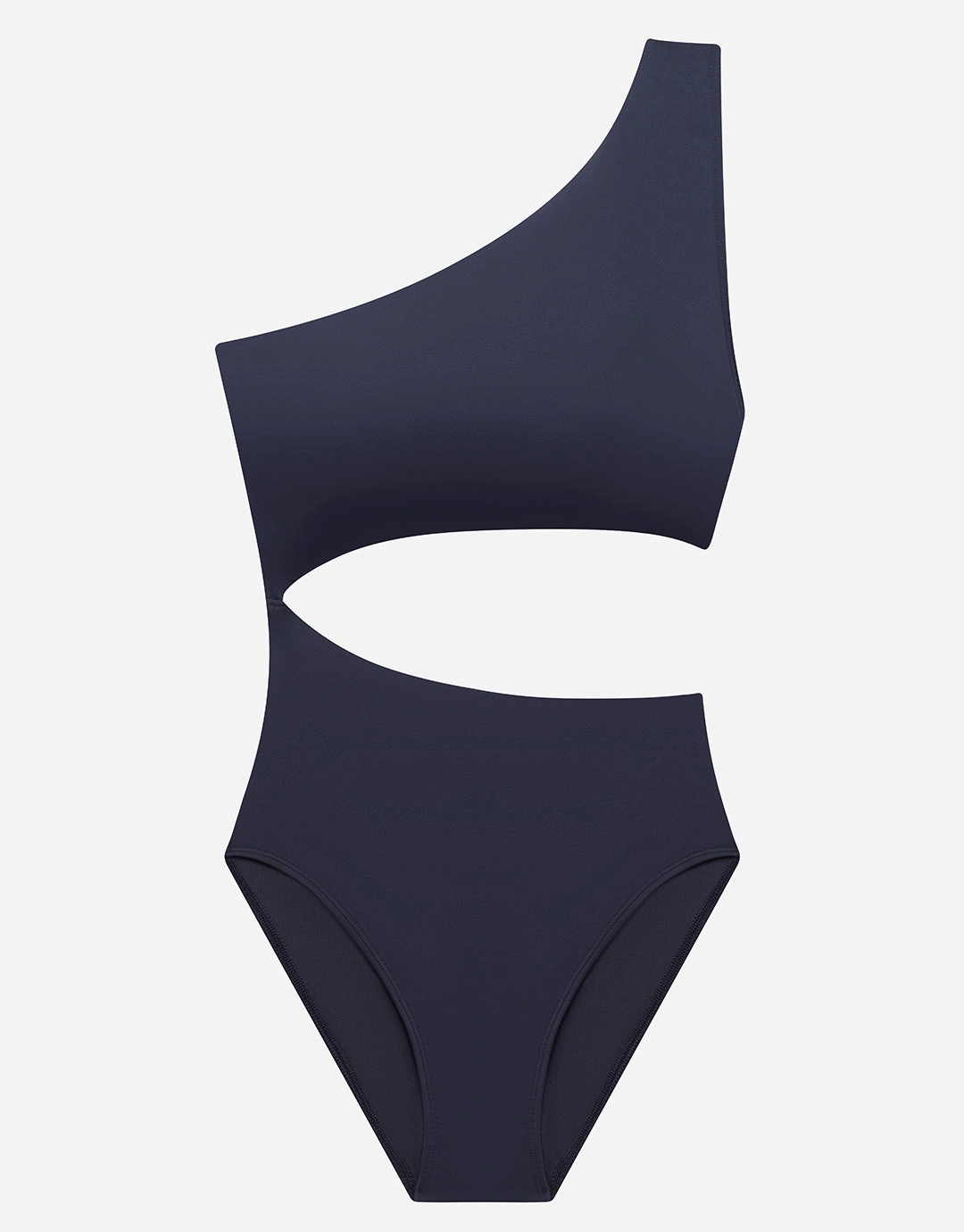 Beach Club Solids One Shoulder Cutout Swimsuit - Dark Navy