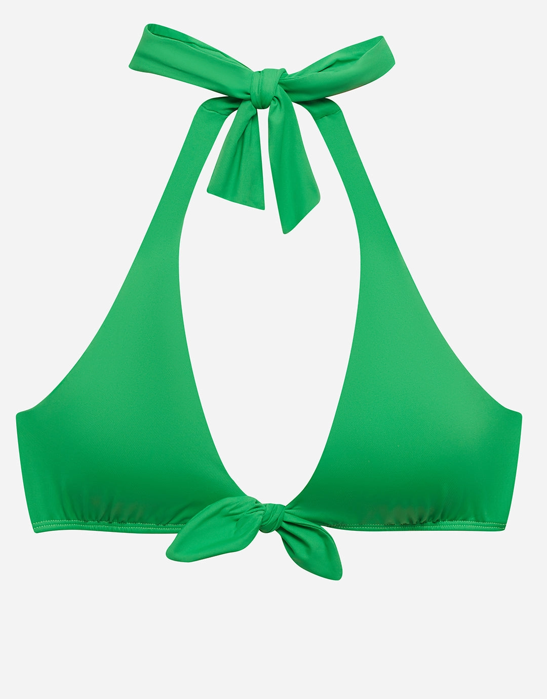 Beach Club Solids Tie Front Halter Bikini Top - Palm Green
