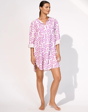 Beach Shirt - White Violet