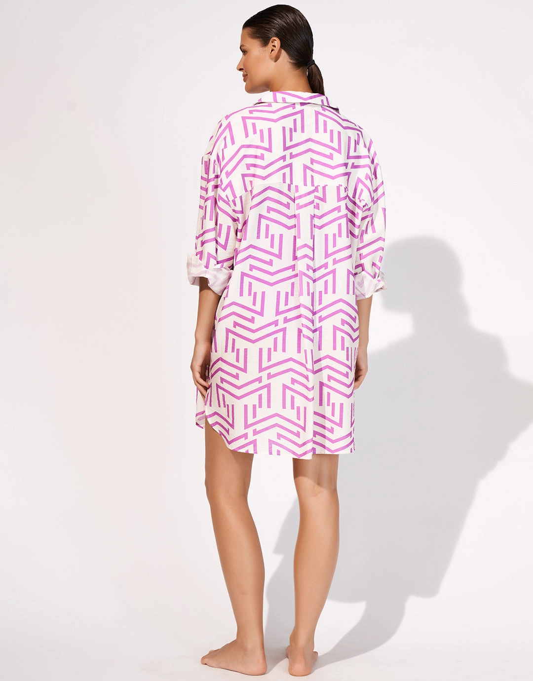 Beach Shirt - White Violet