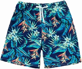 Beach Shorts for Men Summer 3-Pockets Quick-Dry Tropical Tree Printing Lace-Up Beach Shorts Swim Trunks Mens