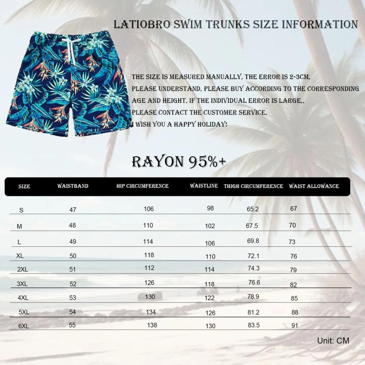 Beach Shorts for Men Summer 3-Pockets Quick-Dry Tropical Tree Printing Lace-Up Beach Shorts Swim Trunks Mens